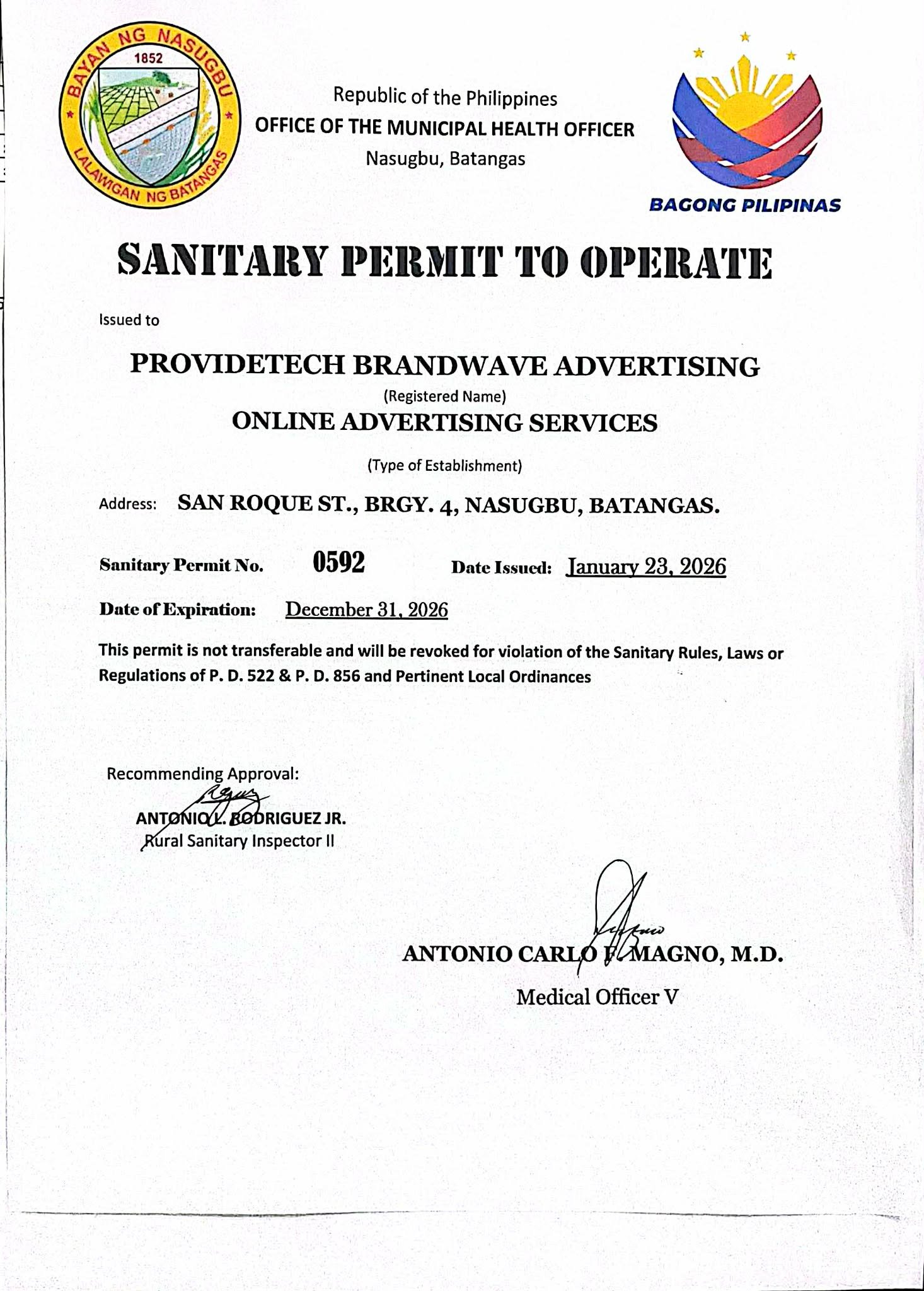 Sanitary Permit